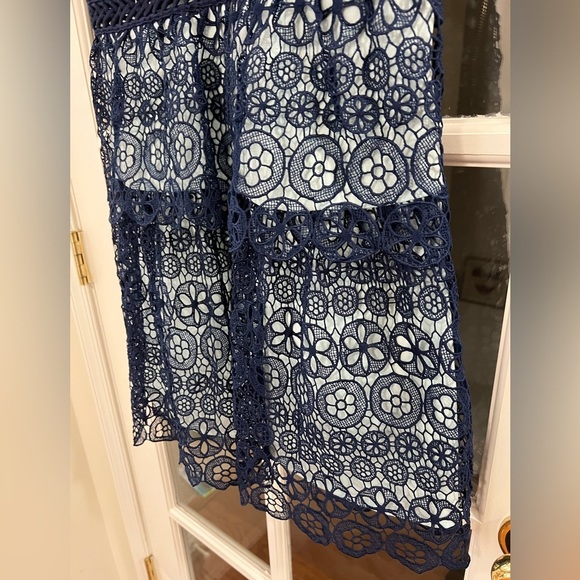 Self-Portrait Blue Lace V-Neck Dress - size 8 - Picture 4 of 10